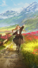 Girl Dancing on The Grass Full of Flowers