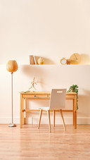 Wooden chair, table, lamp and book style, home decor