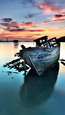 A damaged ship