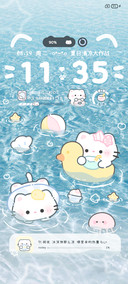 水波纹夏日蓝色小猫