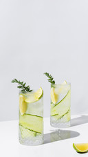 Two Glass of Detox Drink, Water with Fruit and Ice