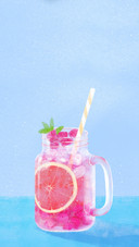 Hand Painted Dragon Fruit and Grapefruit Tea Illustration
