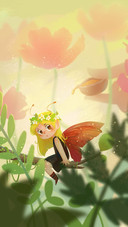 A Little Butterfly Girl Sat among the Flowers