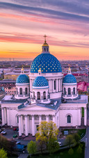 Beautiful White Church in The Sunset