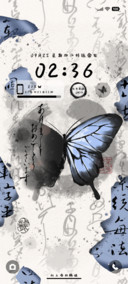 蝴蝶水墨天青色