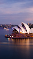 The sydney opera house after sunset