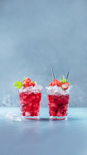 Red Cocktail with Ice and Mint