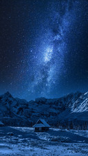 Small House Under The Stars at Night