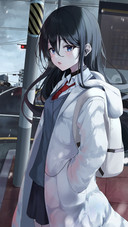 Student Girl Standing by The Road