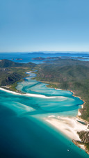 The airial view of the Whitehaven Beach and the Hill Inlet