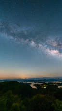 The starry night over qiandao lake is serene