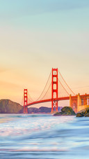 Golden Gate Bridge in San Francisco, California at Sunset