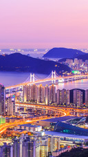 Marine City with  Bridgeat Night Scape in Busan South Korea