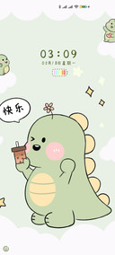 油画奶茶小恐龙