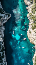 Aerial photography of ships at sea