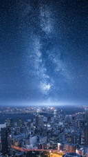 Night View of The City Under The Stars