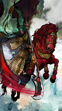 Guan Yu is Riding a Horse And Waving a Big Knife