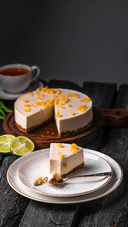 A homemade vegan lime cheesecake