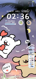 线条小狗落日归山海