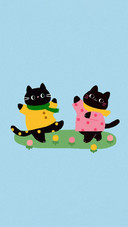 猫咪可爱插画壁纸-锐景创意