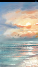 油画海边椰树