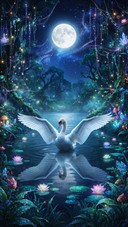 Swan on a Magical Lake