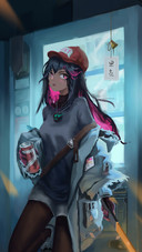 Cool Girl Leaning on The Vending Machine