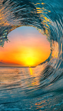 Sunset Sea Water Ocean Wave