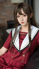 红裙少女的休闲时光