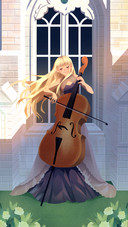 The Woman with Long Blond Hair Playing the Cello