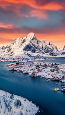 A Seaside Town Covered in Snow