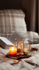 warm cozy bedroom winter or autumn concept