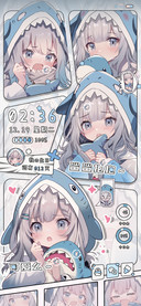 漫画风少女抱抱鲨鲨