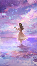 Girl Holding Glass Bottle at The Seaside