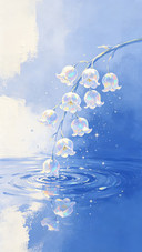 雾蓝水间虹光花