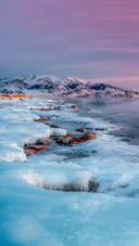 Sailimu Lake in Xinjiang, China during winter
