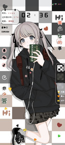 多壁纸棋盘格美少女