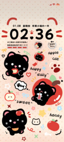 可爱 红苹果小猫