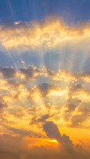 Vibrant clouds reflect sunset
