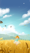 A Girl Dancing in the Golden Wheat Field