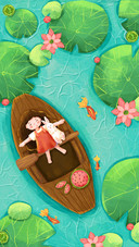 A girl boating on the lake