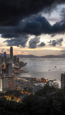 The night view of victoria harbour in hong kong