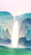 Illustration of sunlight on the mountain peak