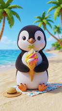 Cute Penguin with Ice Cream