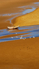 Boat on yellow beach