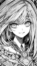 Black and white anime beauty illustration