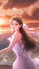 An Anime girl Running on The Beach
