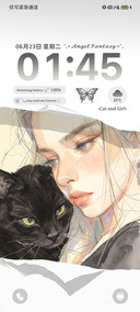 光栅猫咪与少女