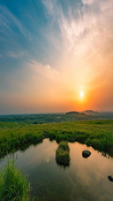 The setting sun sets
