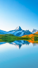 Scenic view on Bernese range above Bachalpsee lake